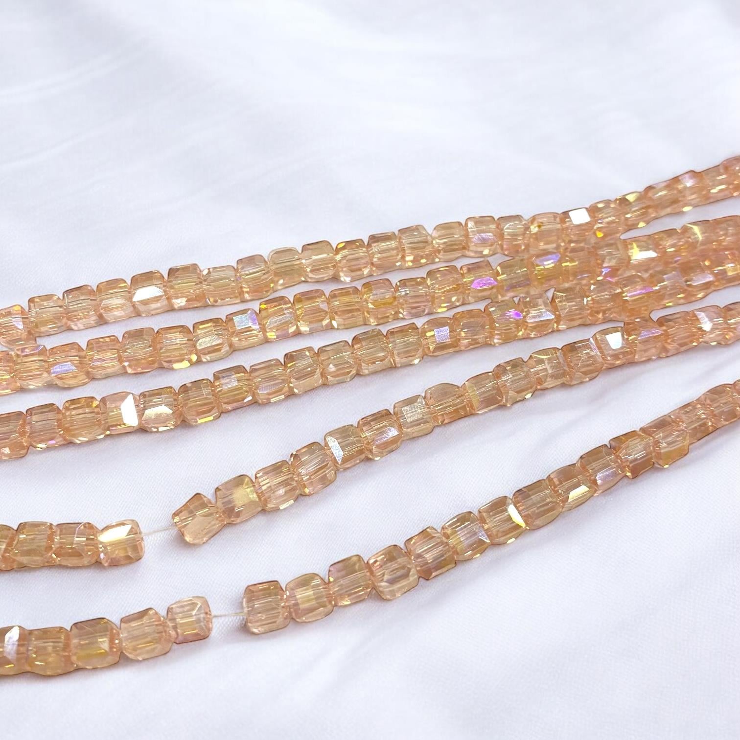 Küp Kristal Dizi Cam Boncuk (4 mm) Kavun