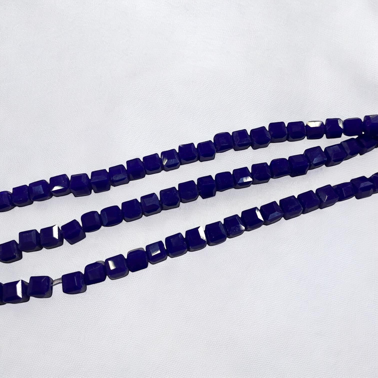Küp Kristal Dizi Cam Boncuk (4 mm) Lacivert