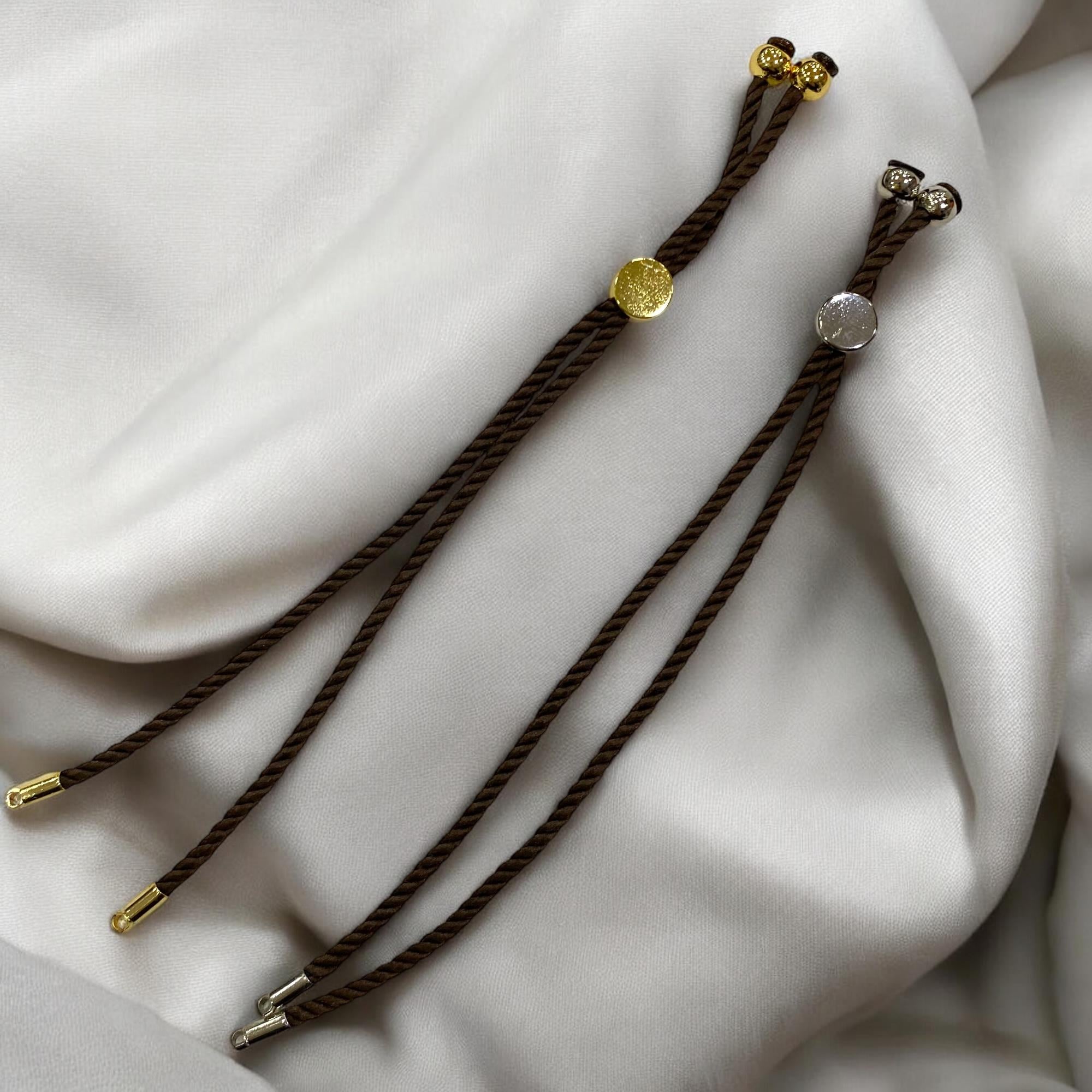 Metal Uçlu Asansörlü Bileklik İp Coffe