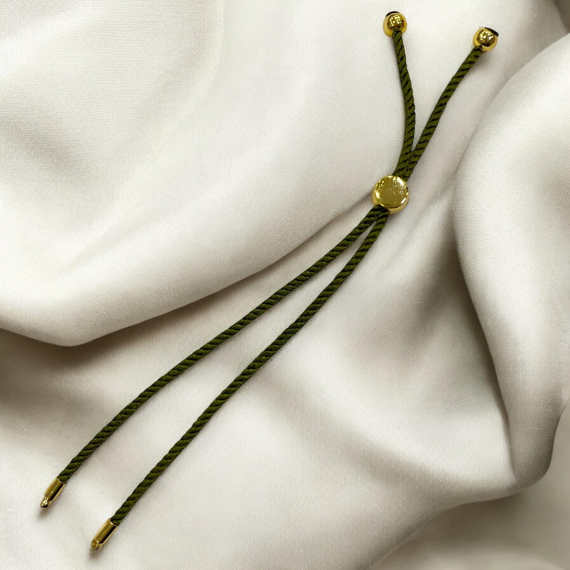 Metal Uçlu Asansörlü Bileklik İp Zeytin Yeşili