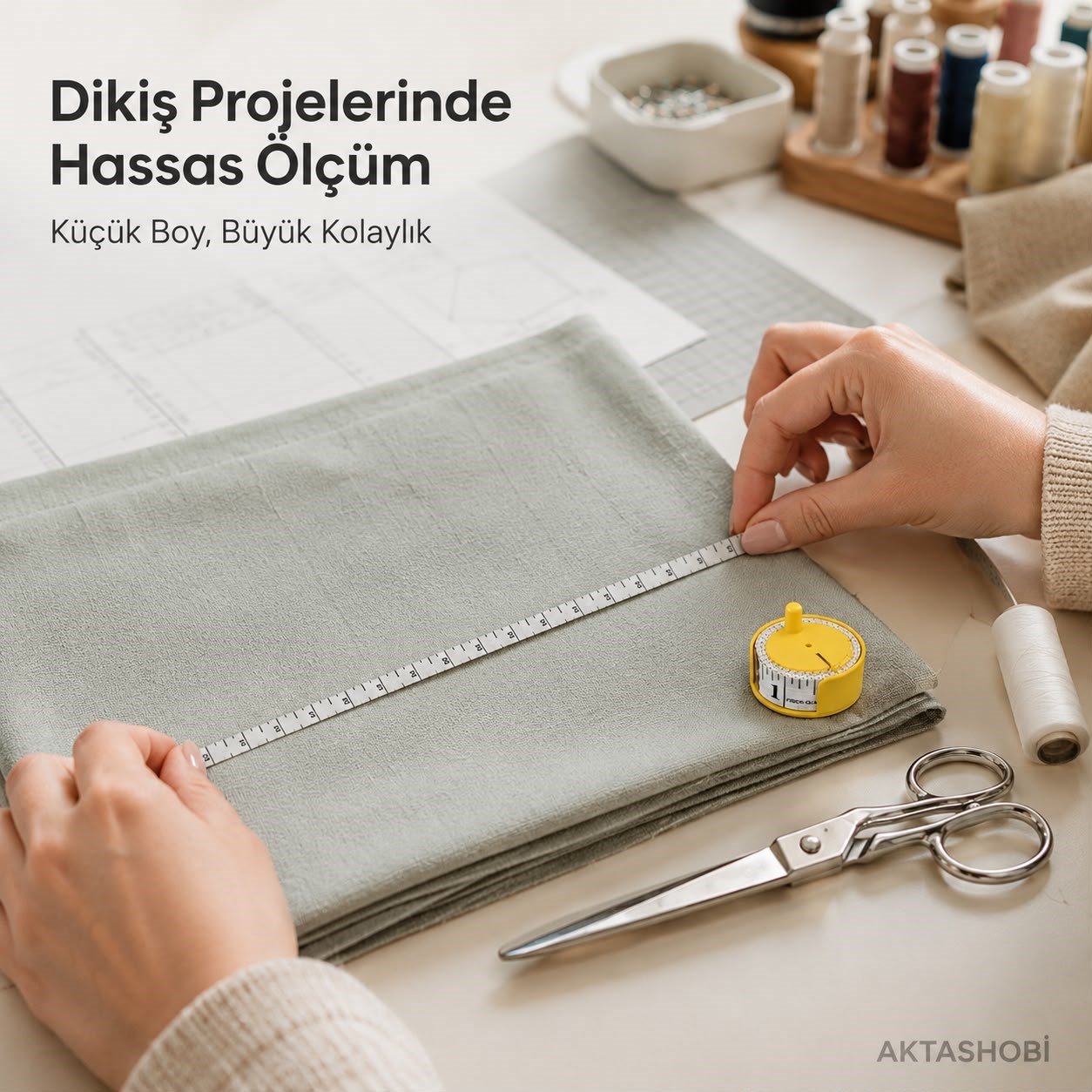 Mini Terzi Metresi + Özel Çevirerek Sarma Kabı