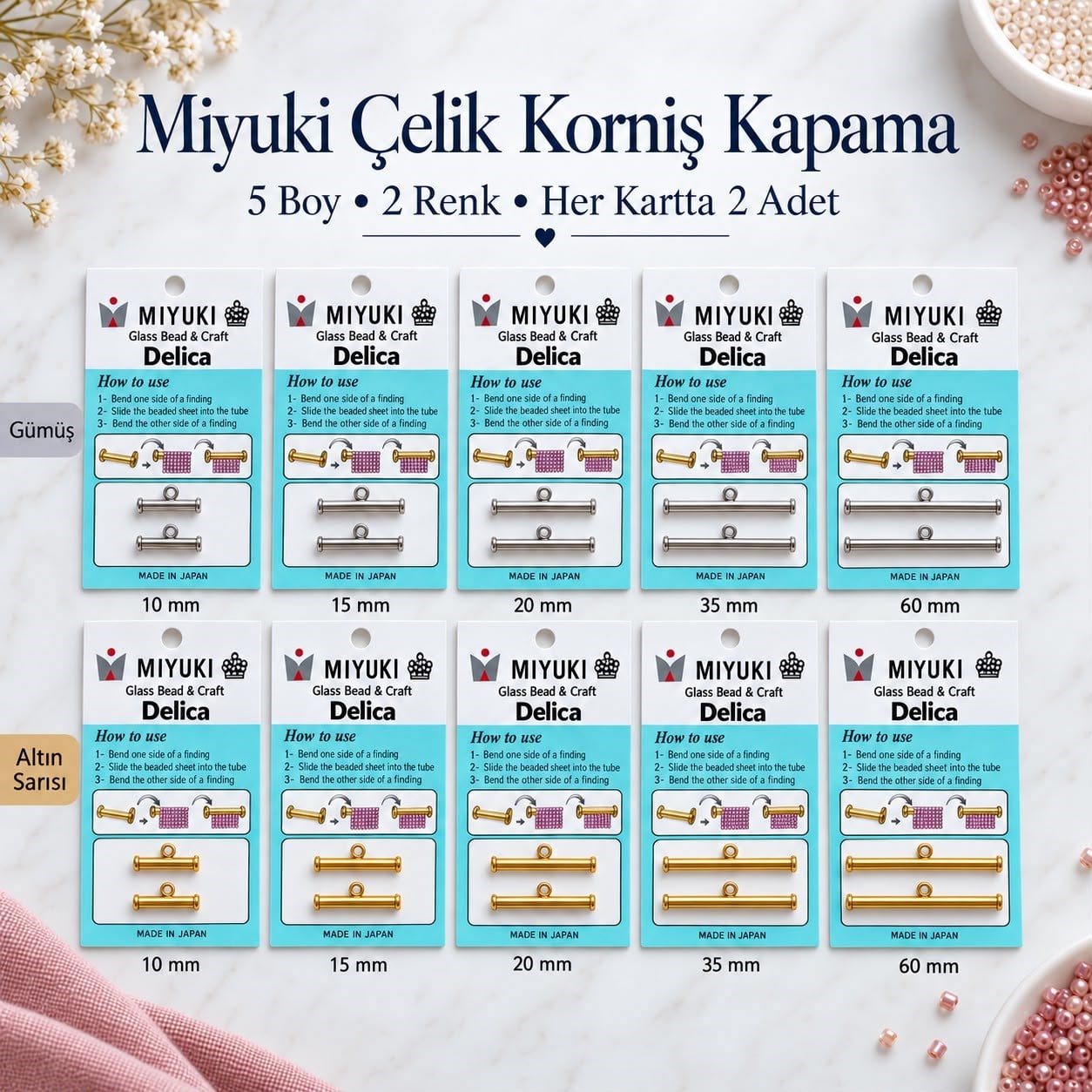 Miyuki Çelik Korniş Kapama – Boncuk Dokuma ve Takı Bitiş Aparatı