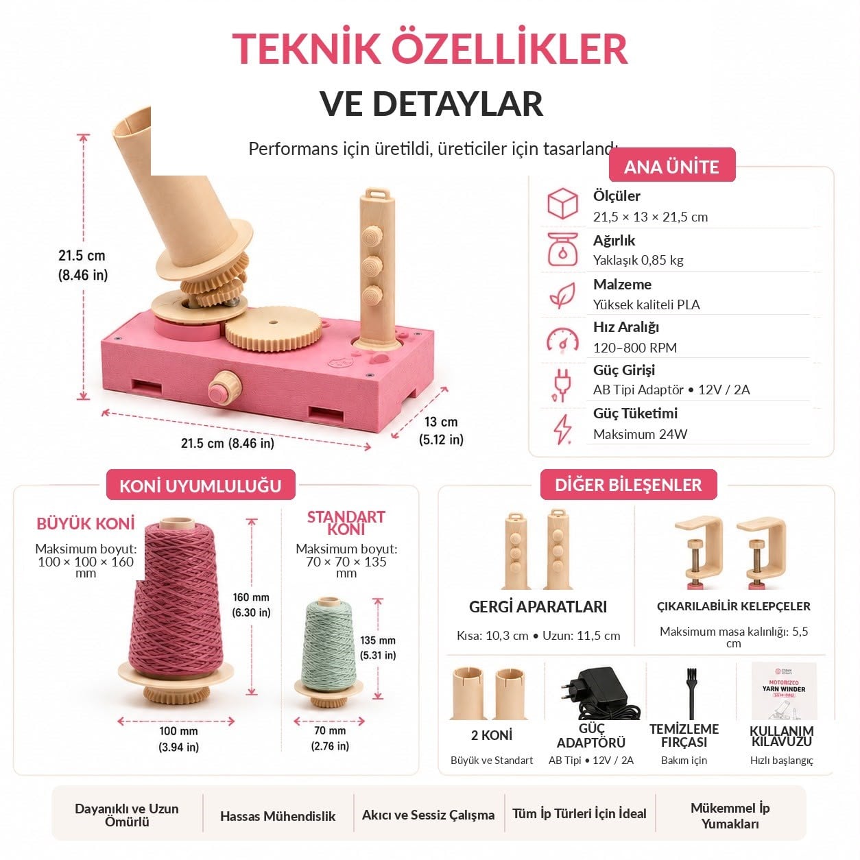 Motorlu Automatic İp Sarma Makinesi V3 - Profesyonel İplik Sarıcı Seti