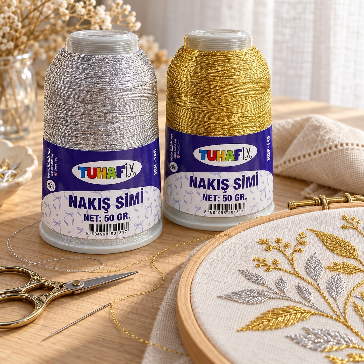 Nakış Simi Bobin 50GR. Polyester Oya Nakış Simi
