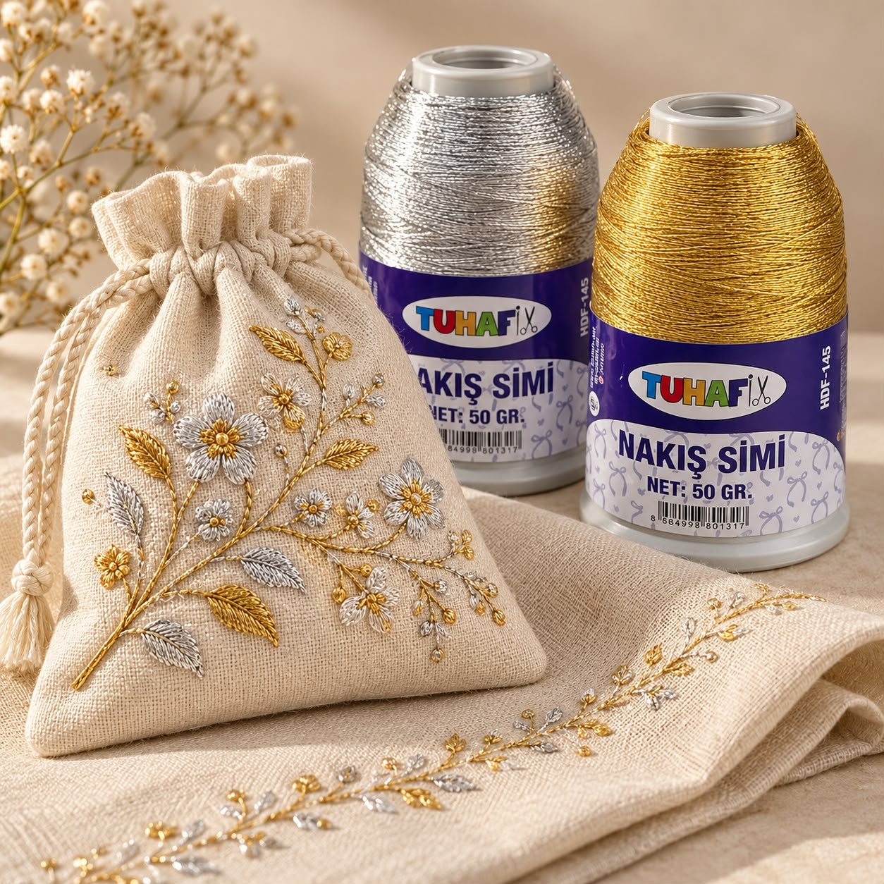 Nakış Simi Bobin 50GR. Polyester Oya Nakış Simi