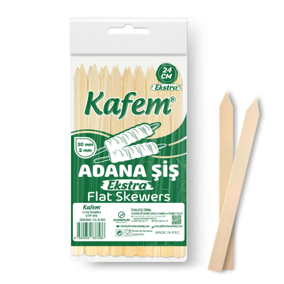 Natural Ahşap, 100 Adet Dil - Adana Çubuğu - 24 CM