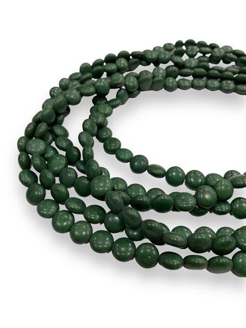 Oval, Yassı Kesim Sedef Dizi Doğal taş 15 MM Haki Yeşil