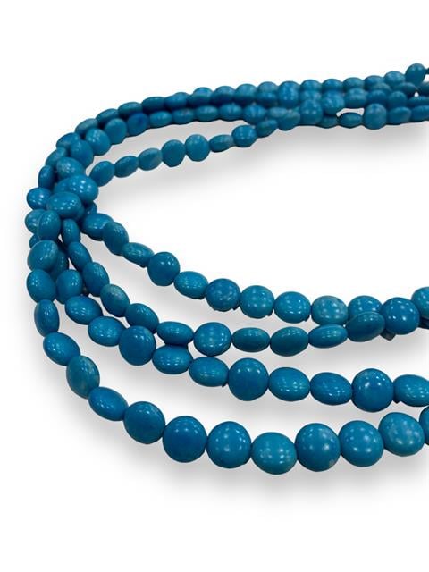 Oval, Yassı Kesim Sedef Dizi Doğal taş 15 MM Mavi