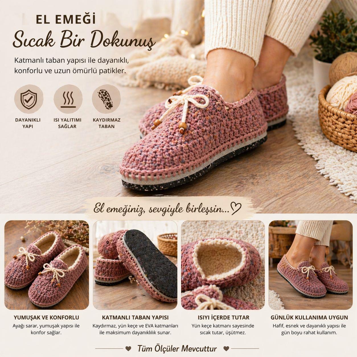 Panduf Patik Örmek İçin Kaydırmaz Siyah Keçe Alt Tabanlık, 3 Katlı - Ev, Ofis İçi, Terlik, Ayakkabı Tabanı