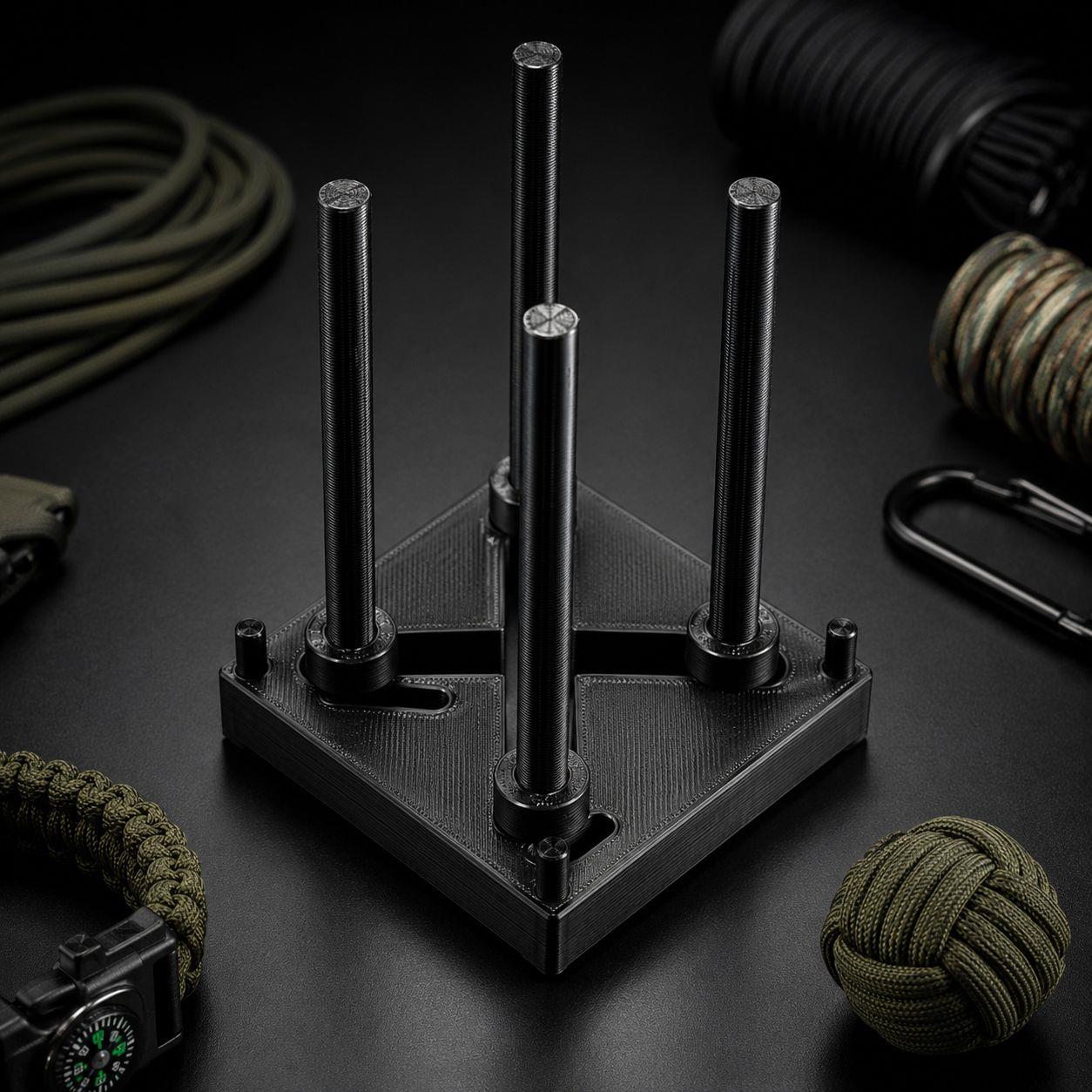 Paracord Top Düğüm Aparatı – Ayarlanabilir 4 Çubuklu Sistem