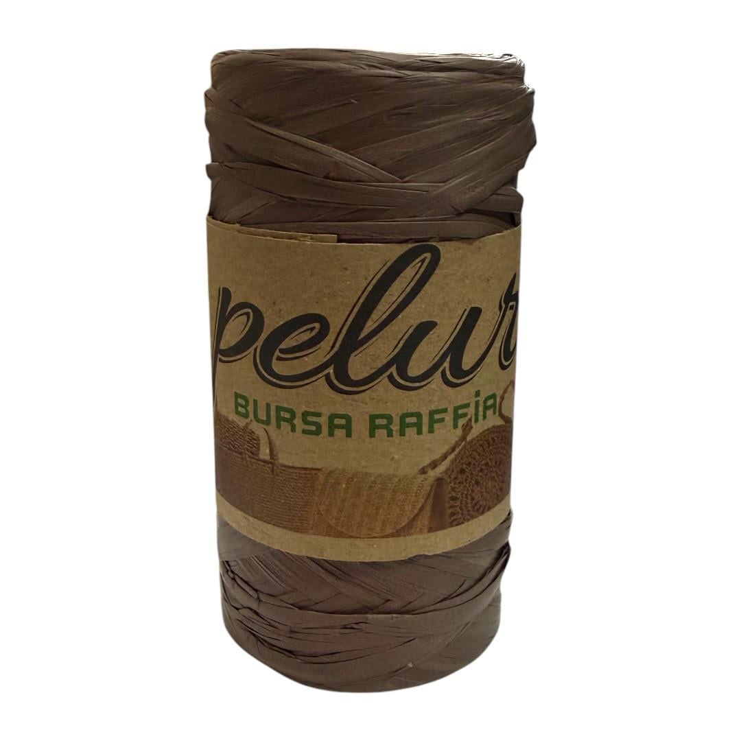 Pelur Bursa Kahverengi Raffia Çanta ve Örgü İpi 150GR. 