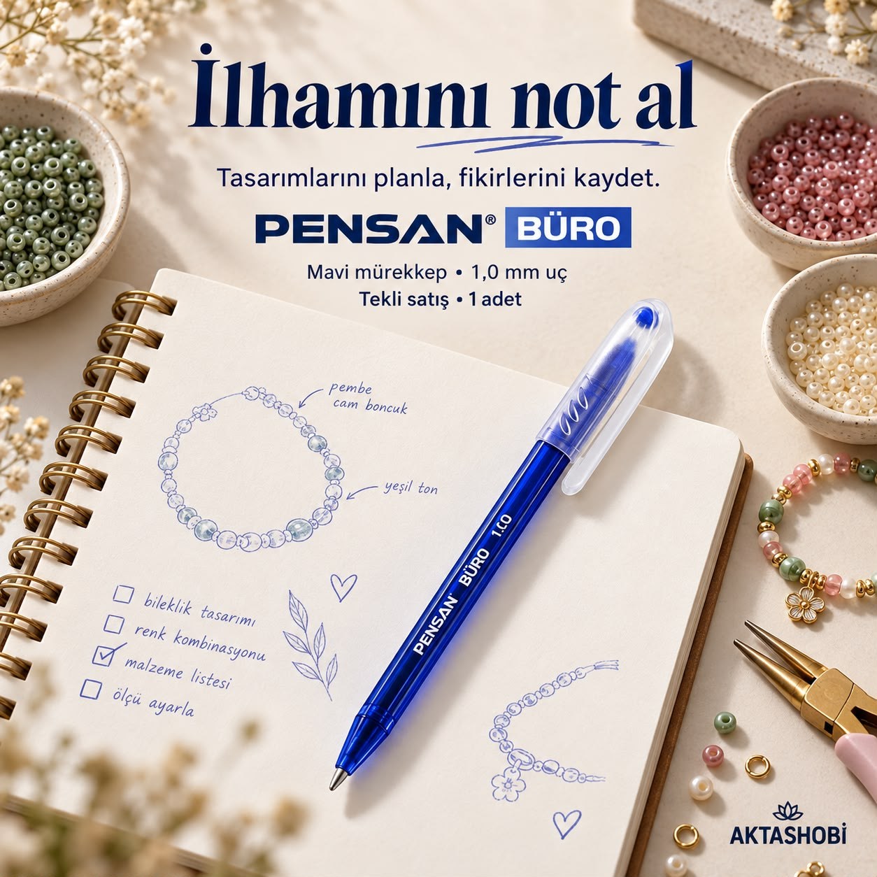 PENSAN BÜRO 1,0 mm Mavi Tükenmez Kalem