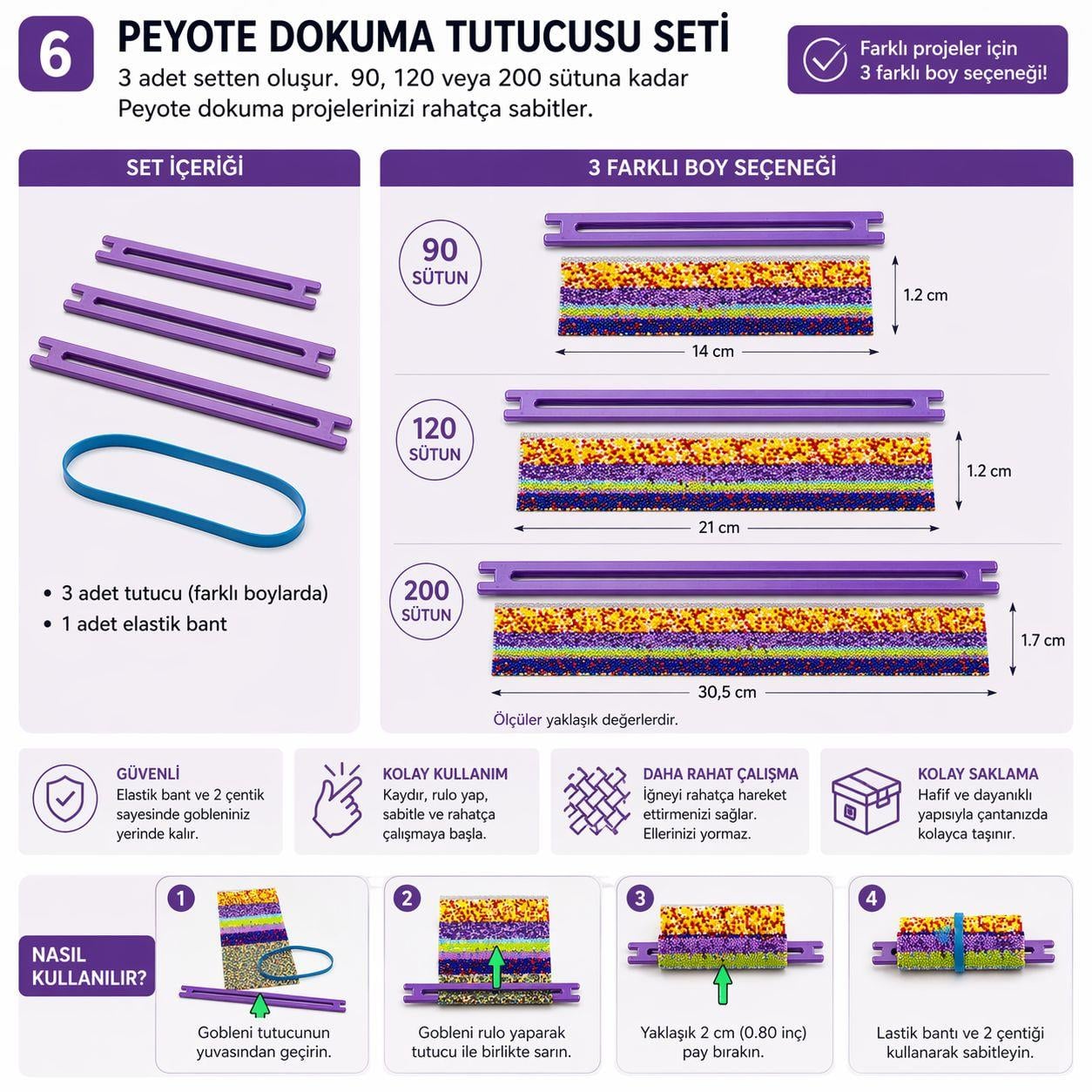 Peyote Dokuma Tutucu Seti x3 Boy