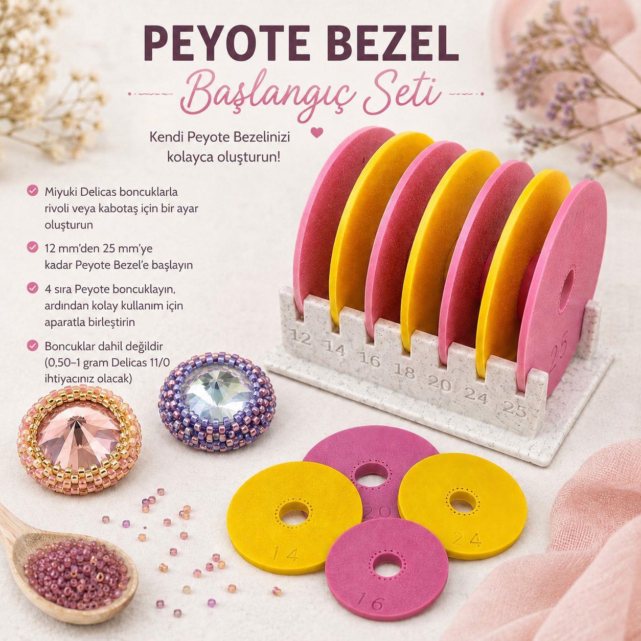 Peyote Profesyonel Rivoli ve Kabotaş - Bezel, Çerçeve Seti