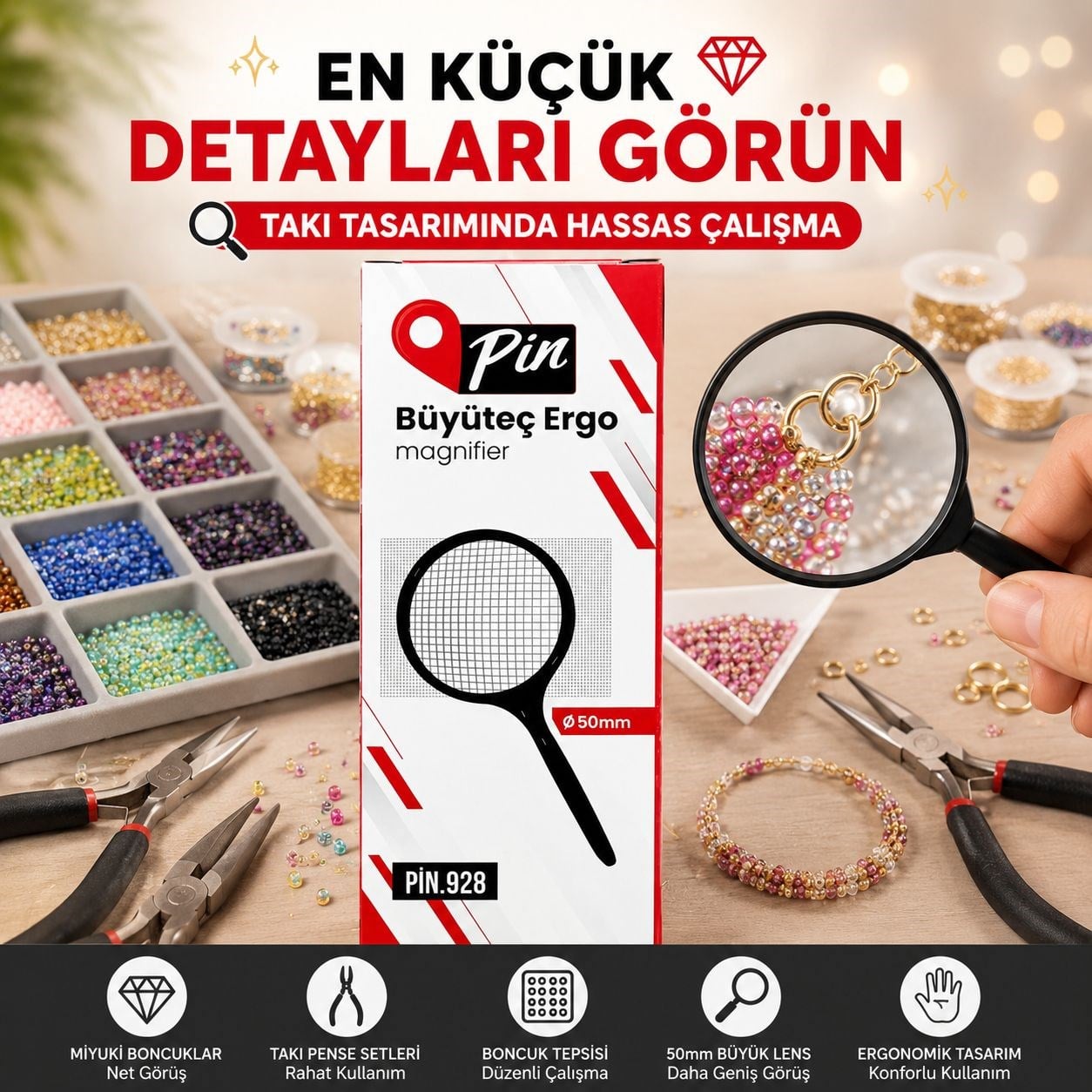 Pin 928 Büyüteç Ergo – İnce Detayları Rahatça Görün
