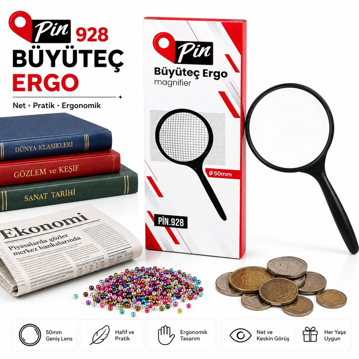 Pin 928 Büyüteç Ergo – İnce Detayları Rahatça Görün