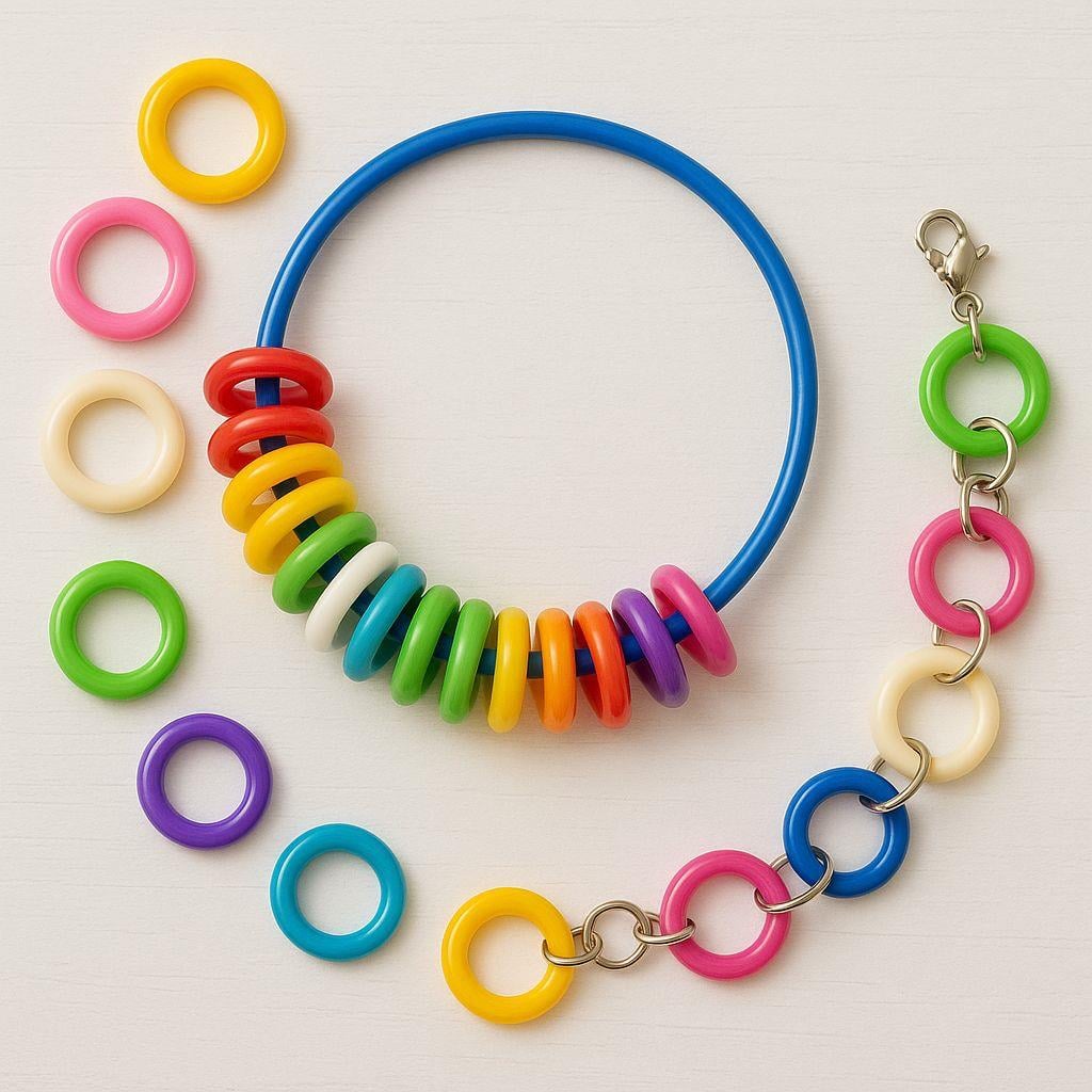 Plastik Renkli Halka Modeller 15 MM - 10 ADET Paket