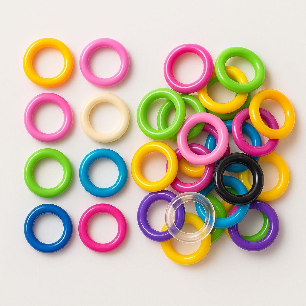 Plastik Renkli Halka Modeller 15 MM - 10 ADET Paket