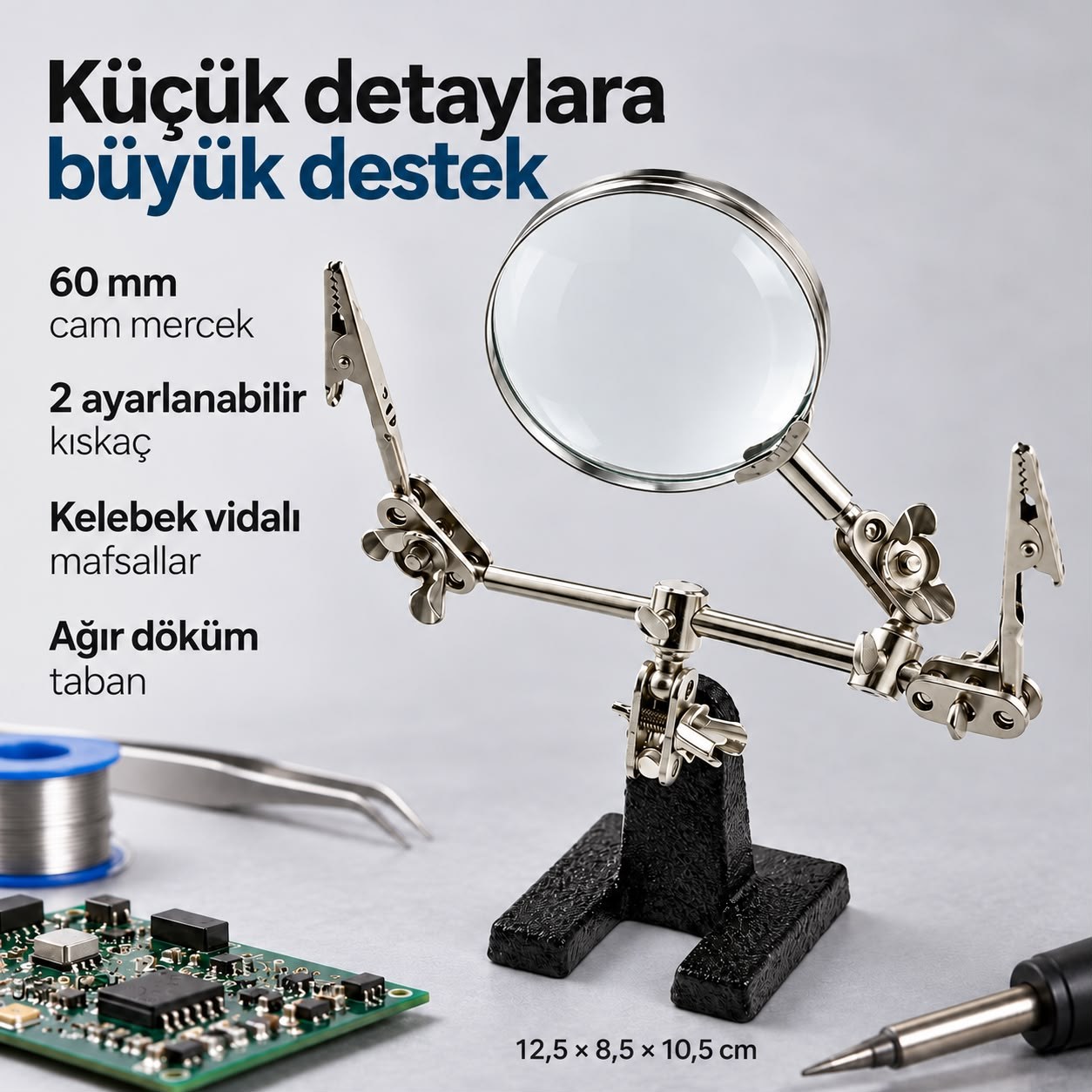 Power Master PM-32915 Mercekli Üçüncü El Lehim ve Montaj Standı