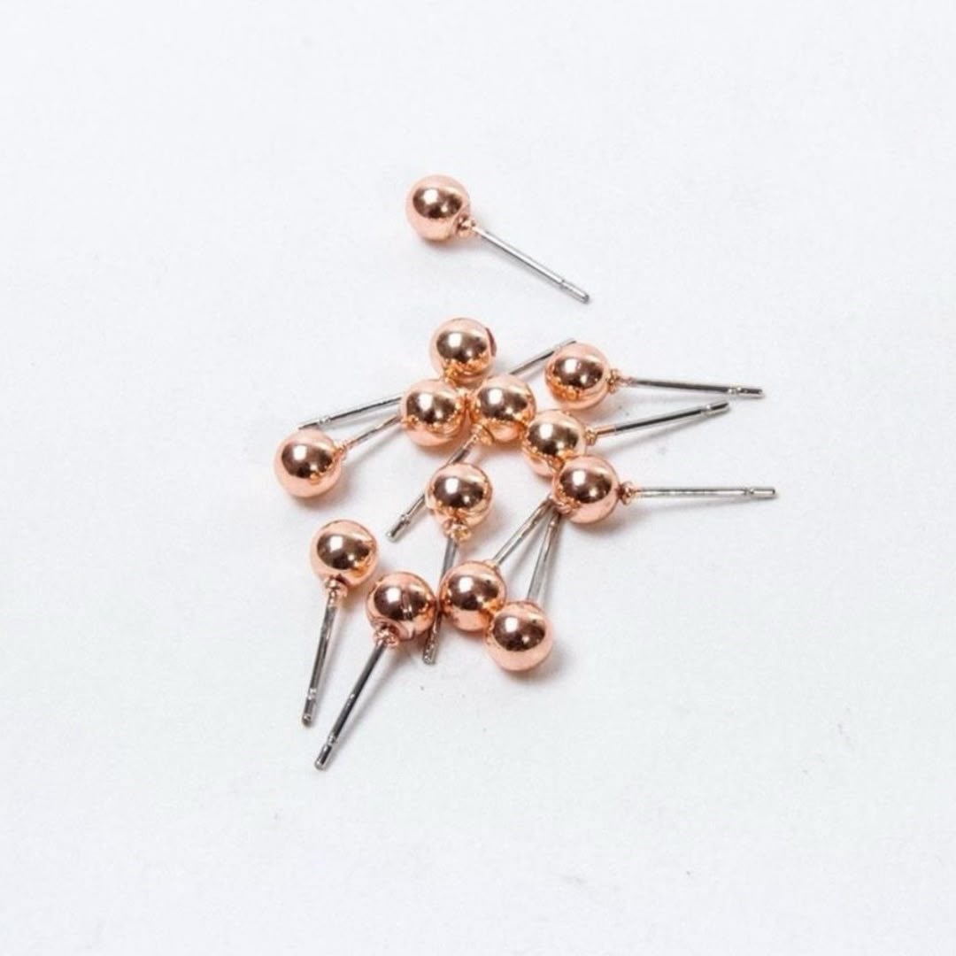 Rose Renk Metal Top Küpe 10 Adet