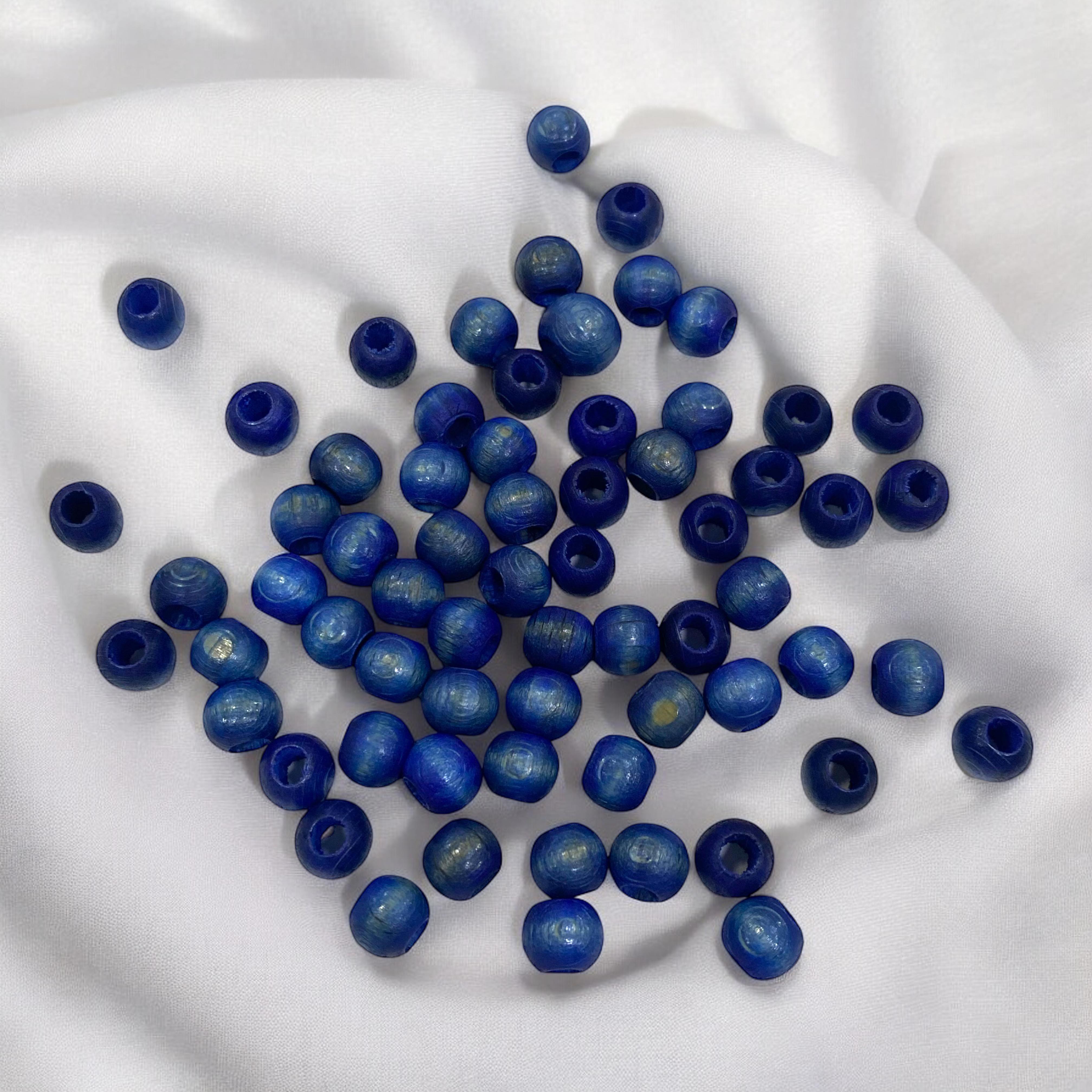 Saks Mavi 8 MM Ahşap Boncuk 10 Gram