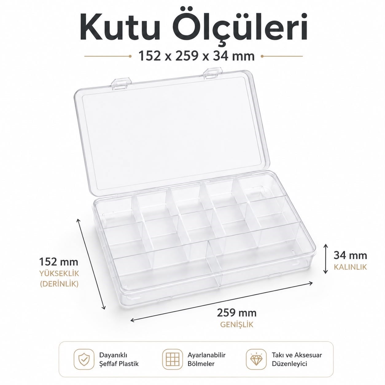 Şeffaf 12 Bölmeli Organizer 