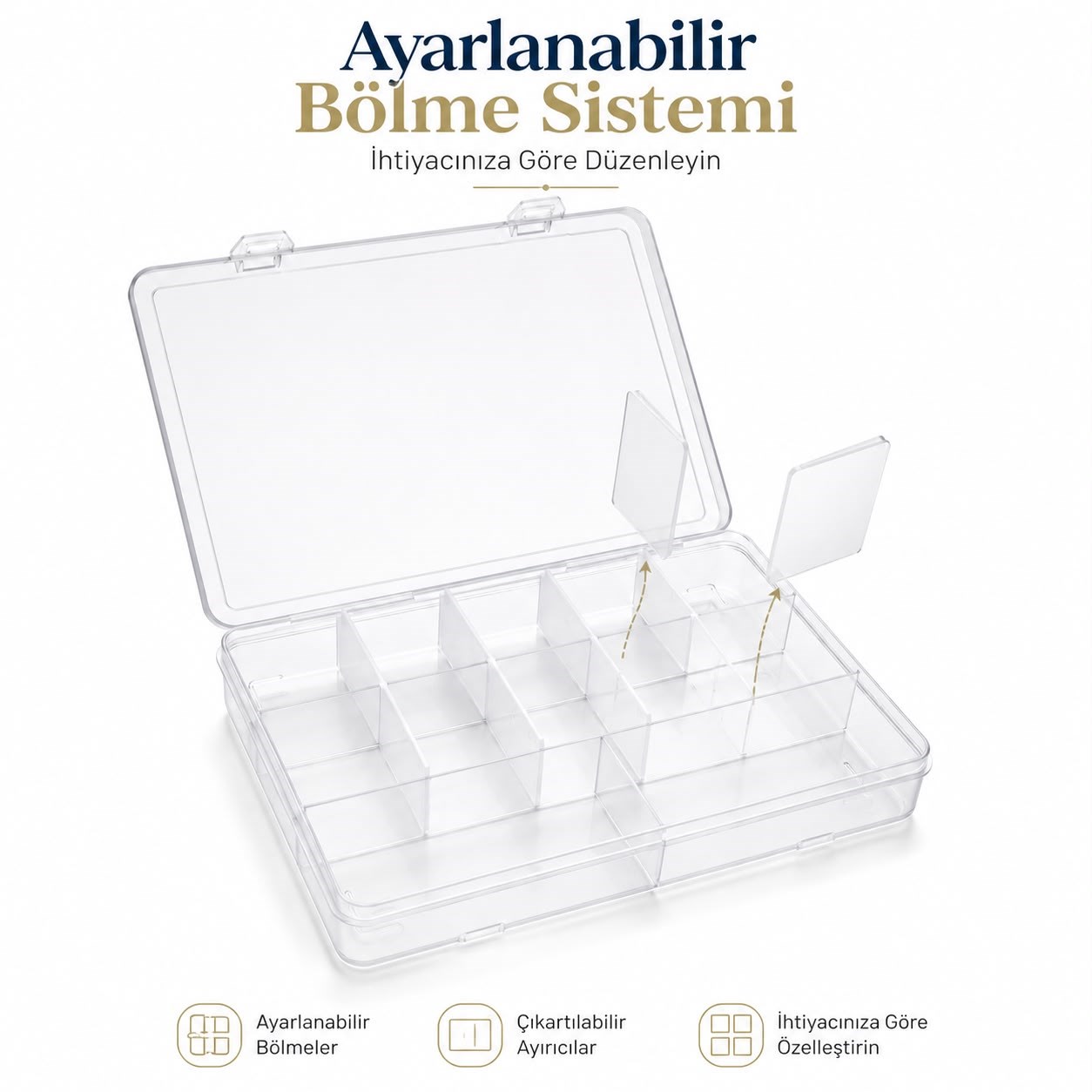 Şeffaf 12 Bölmeli Organizer 