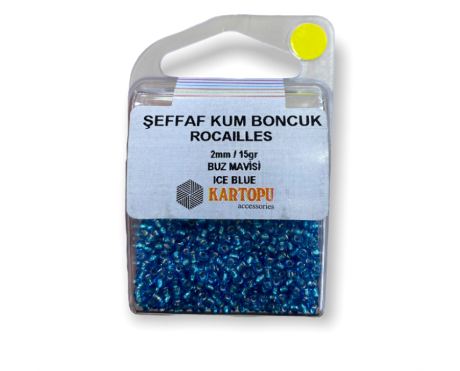 Şeffaf Kum Boncuk Rocaılles 15GR - Buz Mavisi