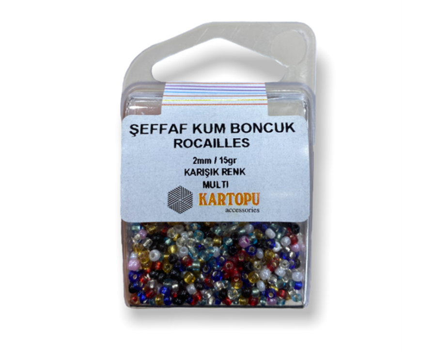 Şeffaf Kum Boncuk Rocaılles 15GR - Karışık Renk 