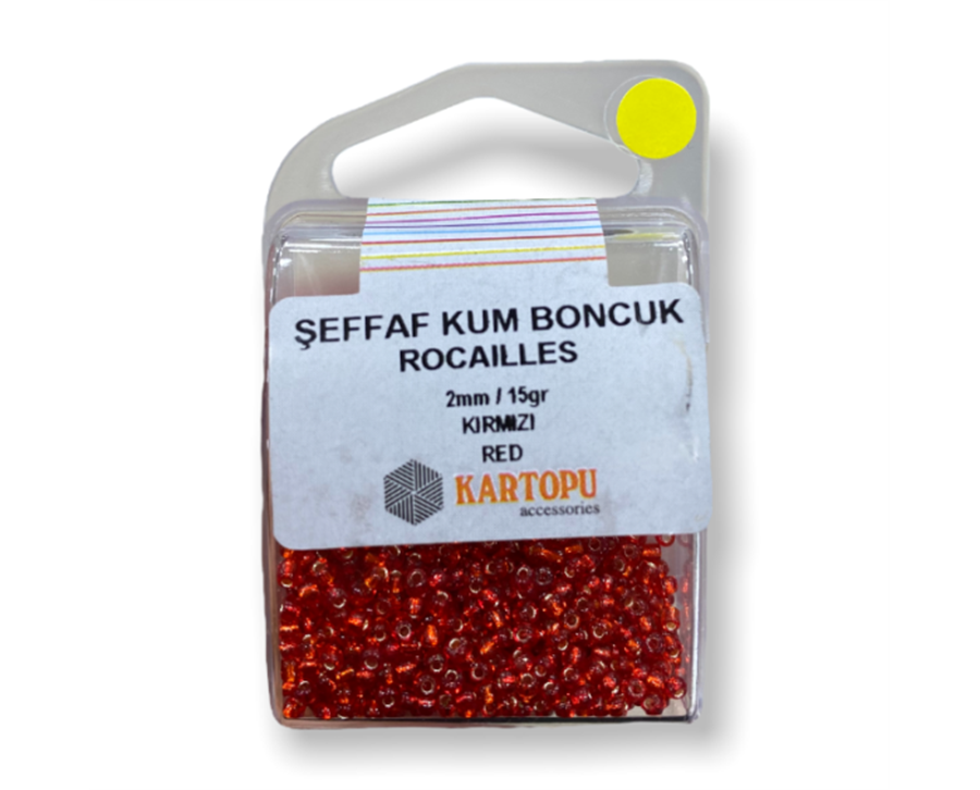 Şeffaf Kum Boncuk Rocaılles 15GR - Kırmızı