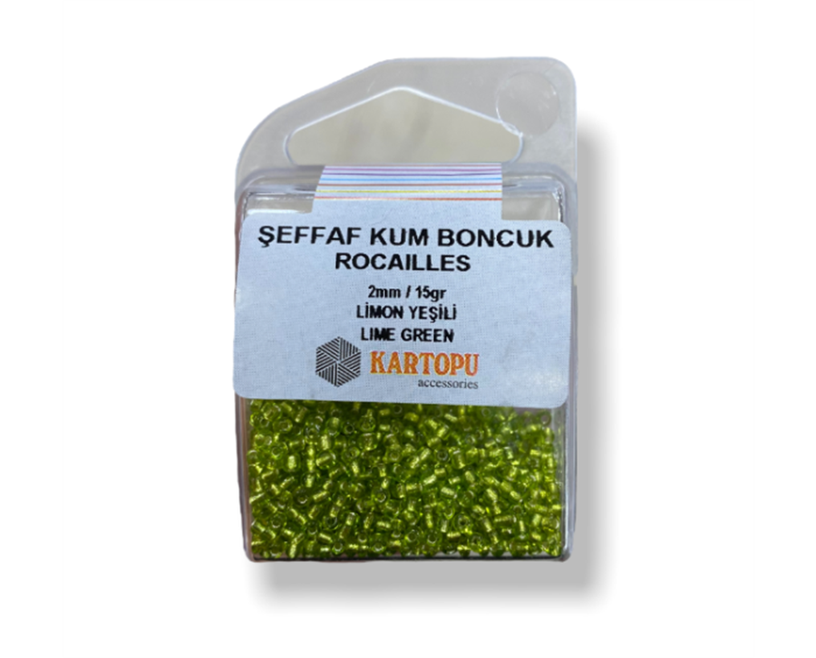 Şeffaf Kum Boncuk Rocaılles 15GR - Limon Yeşili