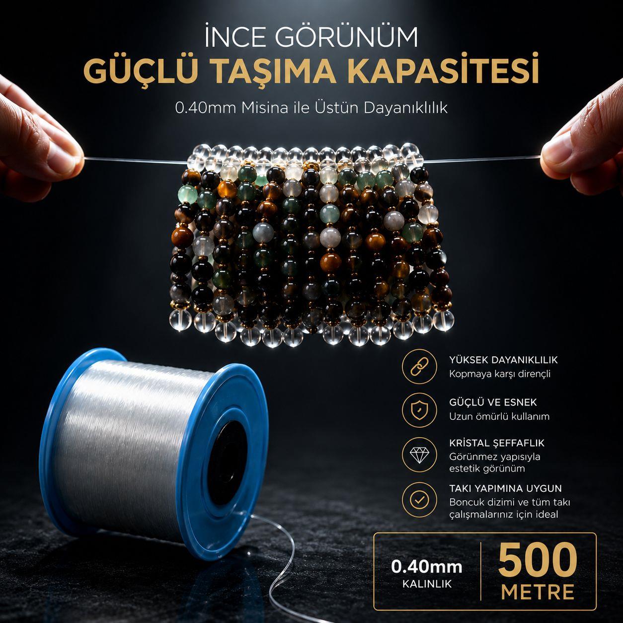 Şeffaf Misina 0.40 Çanta ve Takı Tasarımı – 500 Metre