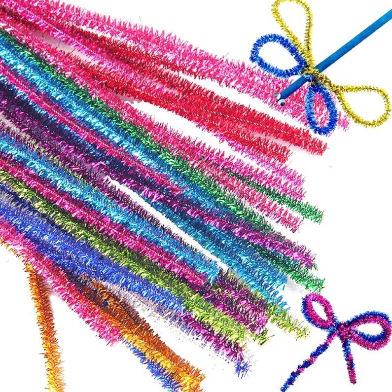 Simli Şönil, Eğitici Şönil Seti, 25 li, Renkli Tüylü Tel, Peluş Çubuklar, 30 Cm, İş Eğitimi