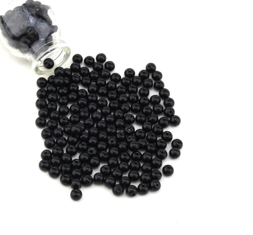 Siyah 10 MM, Cam Çanta İncisi Yarım Kilo (500GR.) Paket