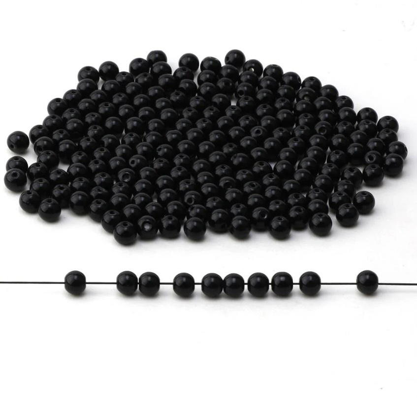Siyah 10 MM, Cam Çanta İncisi Yarım Kilo (500GR.) Paket