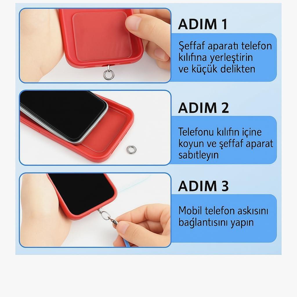 Telefon Boyun Askı Aparatı 5li Paket, Universal – Şeffaf