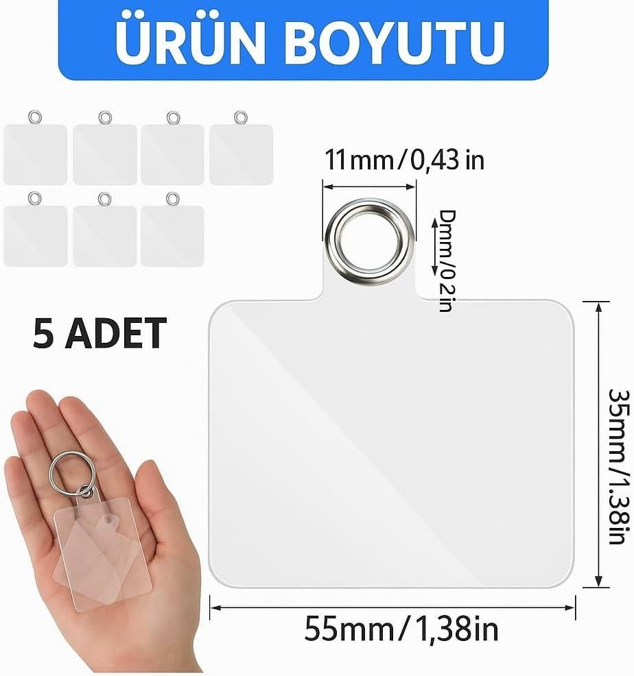 Telefon Boyun Askı Aparatı 5li Paket, Universal – Şeffaf