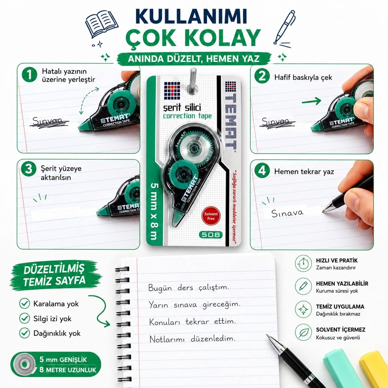 TEMAT Şerit Silici – Temiz, Hızlı ve Pratik Düzeltme
