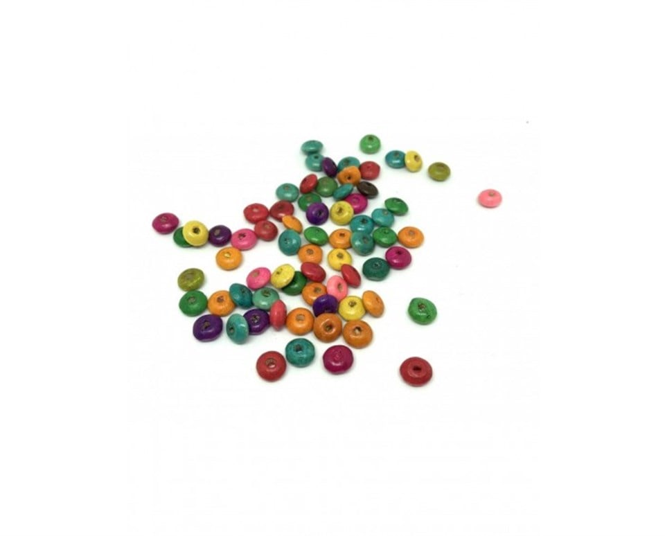 Yassı Ahşap Boncuklar 7 MM / 10 GRAM Paket -01
