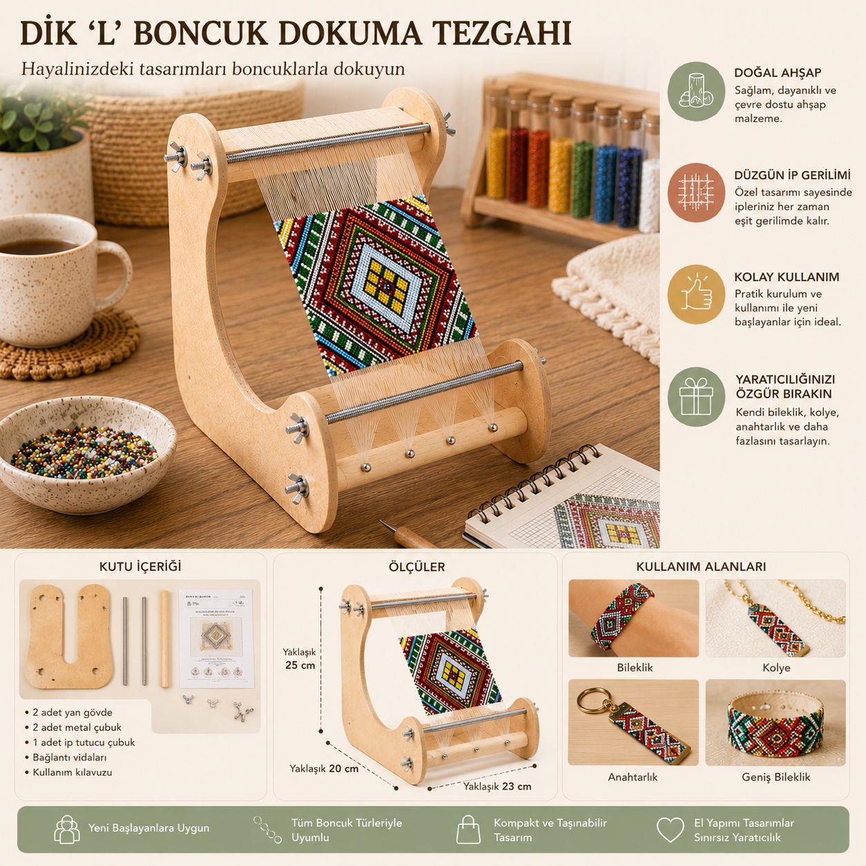 Yeni Nesil Bead Loom Dik Dokuma Tezgahı