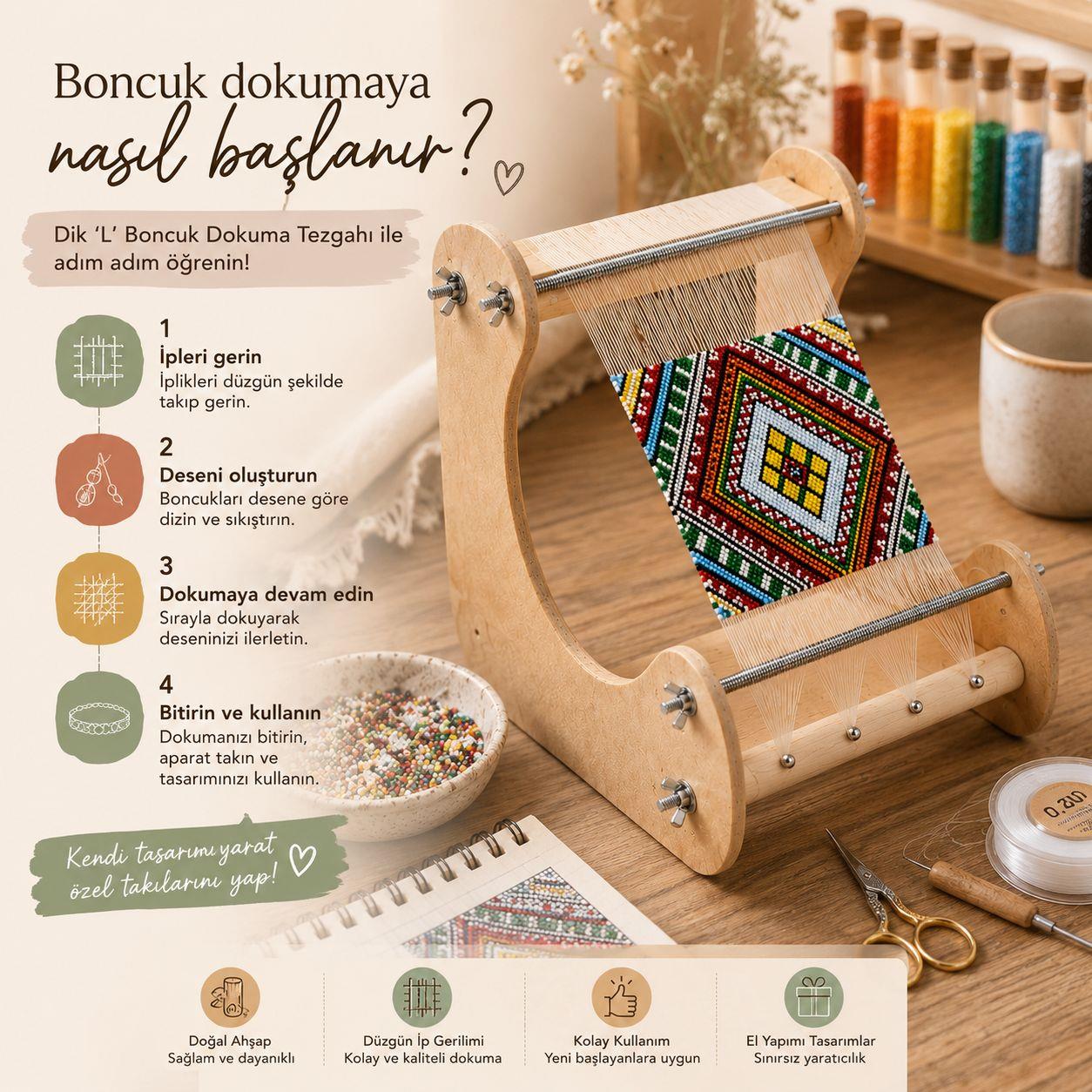 Yeni Nesil Bead Loom Dik Dokuma Tezgahı