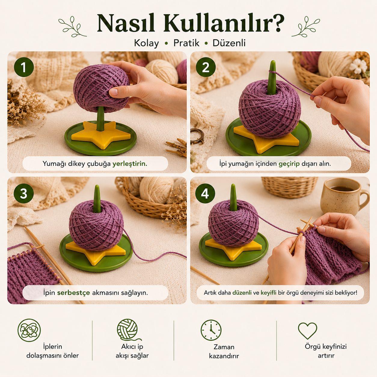 Yumak - Makrome İp Düzenleyici Yıldız