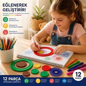 12 Parça Spirograf Çizim Seti