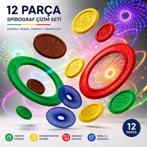 12 Parça Spirograf Çizim Seti