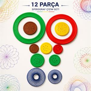 12 Parça Spirograf Çizim Seti