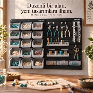 35 Parça Duvar Tipi Hobi ve Alet Düzenleme Paneli