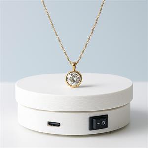 360° White Automatic Döner Takı Sergileme Standı – Şıklığı Dönüşe Taşıyın