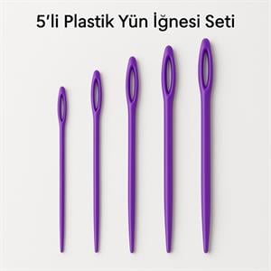 5li Plastik Yün İğnesi Seti – Renkli İpler İçin Pratik Çözüm