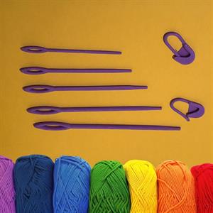 5li Plastik Yün İğnesi Seti – Renkli İpler İçin Pratik Çözüm