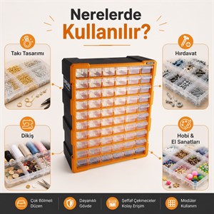 60lı Büyük Monoblok Çekmece Seti ile Küçük Parçalar Artık Hep Düzenli